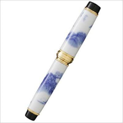 香蘭社 有田焼万年筆「染山水」A650-14