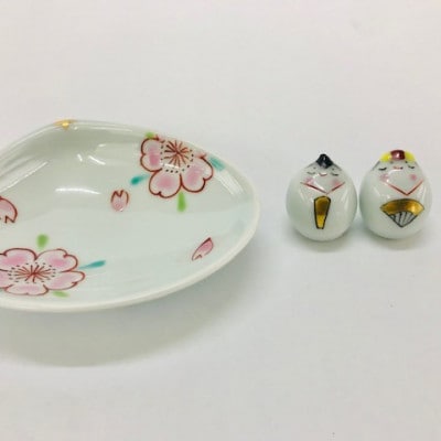 可愛い豆雛人形2人揃(有田焼青花)