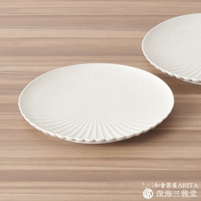 白泡化粧半菊割プレート19cm/2枚組(有田焼 深海三龍堂)