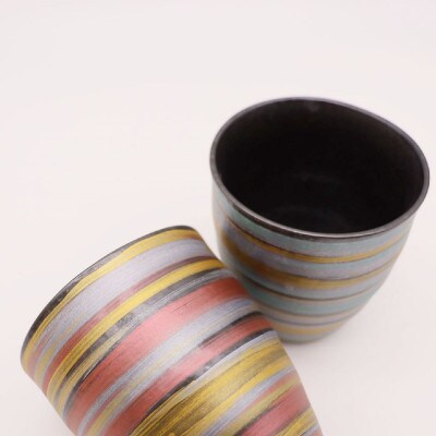 ペア3色刷毛フリーカップ(有田焼 深海三龍堂)