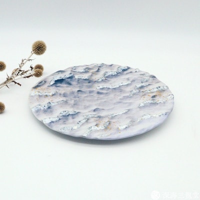 蒼波渡る渚の光彩プレート(有田焼 深海三龍堂)(有田町)