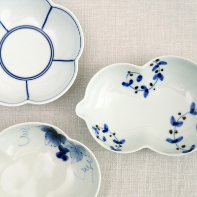 有田焼 粋なカタチ 染付 小皿 小鉢 4点セット(深海三龍堂)(有田町)