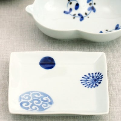有田焼 粋なカタチ 染付 小皿 小鉢 4点セット(深海三龍堂)(有田町)