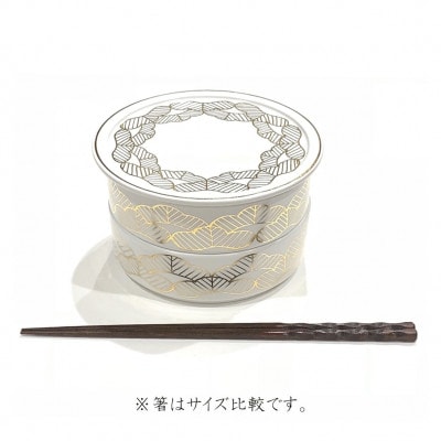 有田焼・田清窯　マットホワイト松絵段重 24to3 西富陶磁器