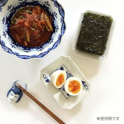 有田焼 染付角小皿 2枚セット・キング&クイーン 24to3 西富陶磁器(有田町)