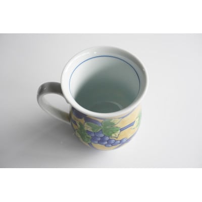 染錦ぶどう絵黄釉マグカップ