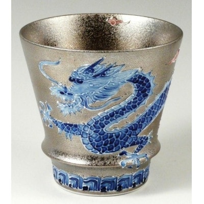 有田焼 匠の蔵 錦右エ門 火龍(紫)・水龍(青) ペア至高の焼酎グラス【三光堂】
