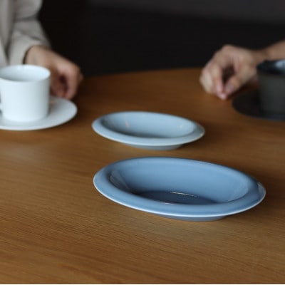有田焼 with glaze Oval Bowl Mサイズ ブルー2色セット