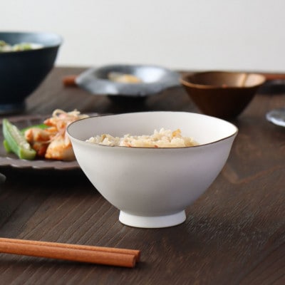 有田焼 ペア茶碗セット 黒サビ絞り&ミストサビ