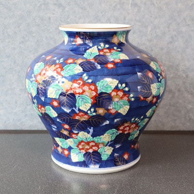 有田焼　10寸大胴花瓶　うつぎ(木箱付)