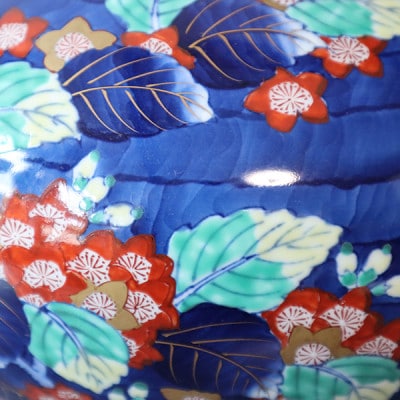 有田焼　10寸大胴花瓶　うつぎ(木箱付)