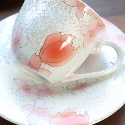 有田焼　コーヒーカップ　チェリーブロッサム2客セット(青・赤)
