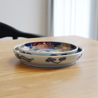 有田焼 古伊万里草花紋プレート 2枚セット　A65-36