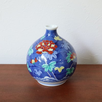 有田焼　丸小花瓶　濃花絵