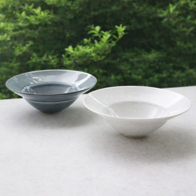 有田焼 リムボウル(Gray・White)2個 セット【まるふく】aq127