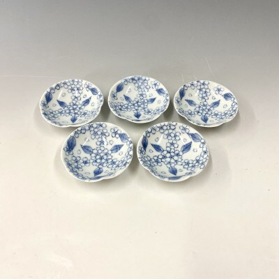 有田焼・中仙窯・中尾英純　染付桜文豆皿5個セット
