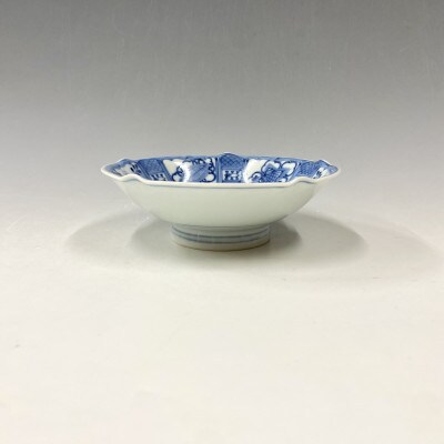 有田焼・中仙窯・中尾英純　染付五方押芙蓉手草花紋多様鉢