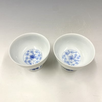 有田焼・中仙窯・中尾英純　染付唐草コンポート2個セット