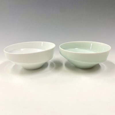 有田焼　中仙窯 中尾純　白磁・青白磁鉢(小・深)セット