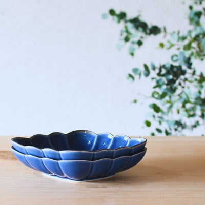 有田焼　ルリ釉縁錆菱型皿 2個セット【福泉窯xARITAYAKI-STORE】デザート皿