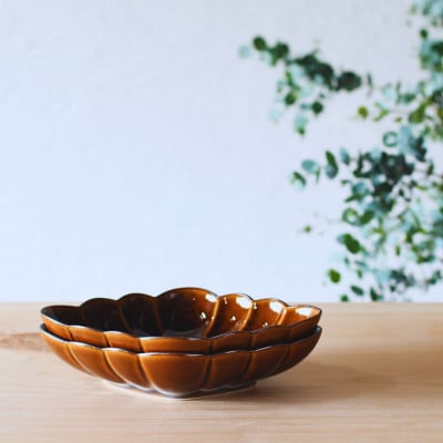 有田焼　飴釉縁錆菱型皿 2個セット【福泉窯xARITAYAKI-STORE】デザート皿