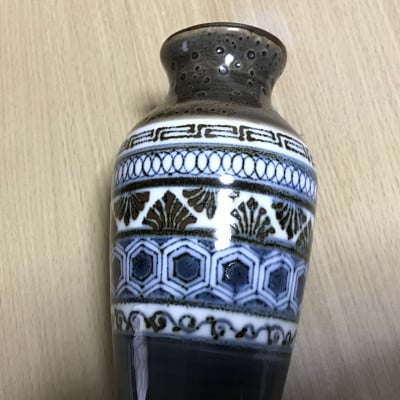 博多織物形文様の花瓶(電気窯)