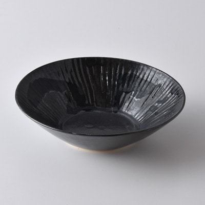 【有田焼】黒曜石鎬彫19.5cm多用鉢/乃利陶窯