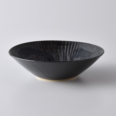 【有田焼】黒曜石鎬彫19.5cm多用鉢/乃利陶窯