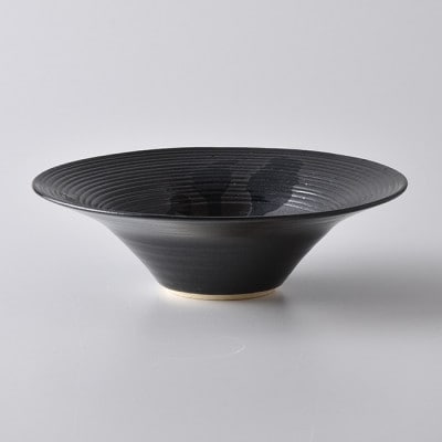 【有田焼】黒曜石黒釉駒筋彫 6.5寸多用鉢/乃利陶窯