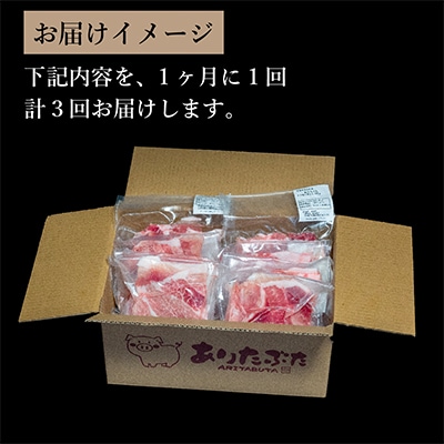 【毎月定期便】ありたぶた赤身モモ 切り落とし2kg(250g×8袋)全3回