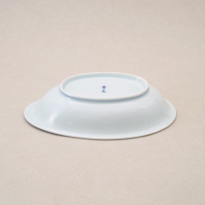 しん窯青花 唐草異人たまご型カレー皿 2点セット 有田焼