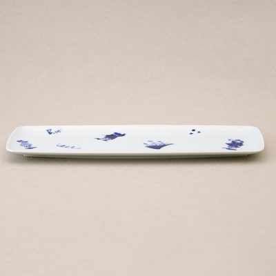 しん窯青花 サンマにぴったりな長角皿2点セット　有田焼