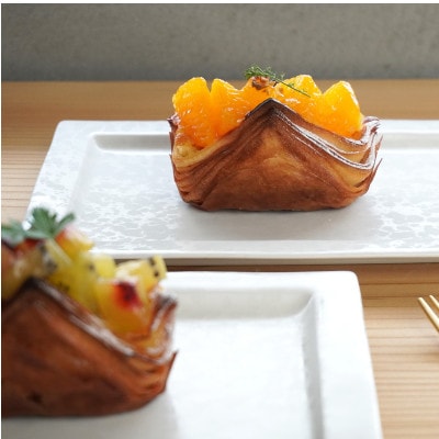 金善製陶所 21cm リム長角プレート ホワイトブレブ 2枚セット 有田焼 食器
