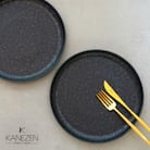 金善製陶所 黒陶 210カットプレート 2点セット 有田焼