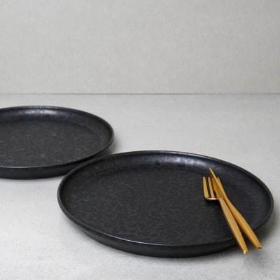 金善製陶所 黒陶 210カットプレート 2点セット 有田焼