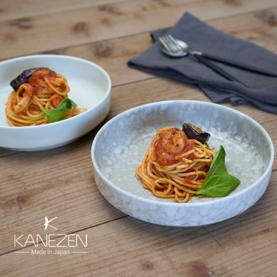 金善製陶所 17cm カットボウル(グレーうのふ・鉄粉釉)2点セット 有田焼