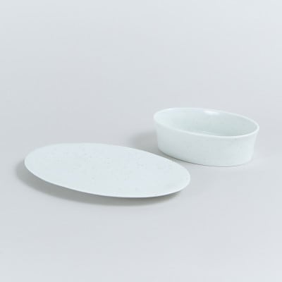 金善製陶所 14cmオーバルボウル(L) 21cmオーバルプレート 2点セット 有田焼
