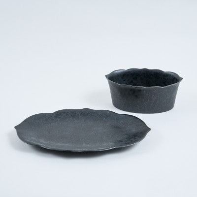 金善製陶所 桔梗渕 24cmプレート 15cm(H)ボウル セット 有田焼