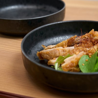 金善製陶所 17cm カットボウル  黒陶  2点セット 有田焼