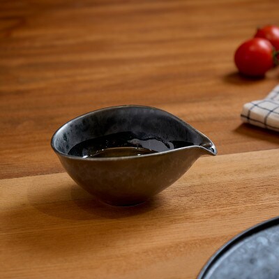 金善製陶所 21cmリムスタンドプレート リップボール 黒陶(2点セット) 有田焼