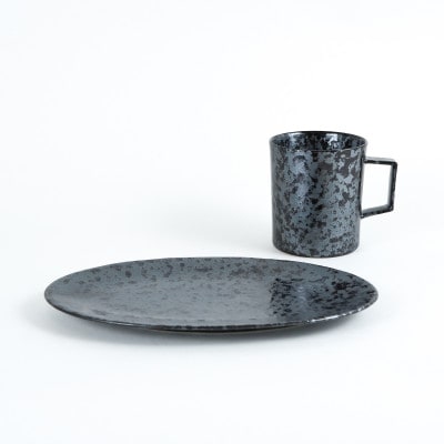 金善製陶所 23.5cmソフトオーバルプレート マグカップ ウロコ セット 有田焼