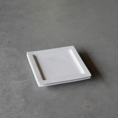 金善製陶所 スノー 14cmリム正角プレート 2点セット 有田焼