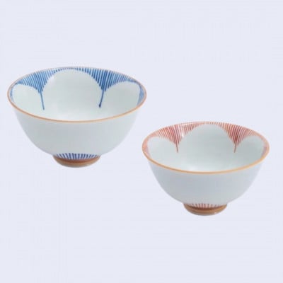 有田焼 まるぶん シンプルな花柄のお茶碗 ペアセット A14-73(有田町)