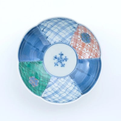 有田焼 まるぶん 文青 輪花預け鉢2個セット(市松花弁紋・地紋) A35-189(有田町)