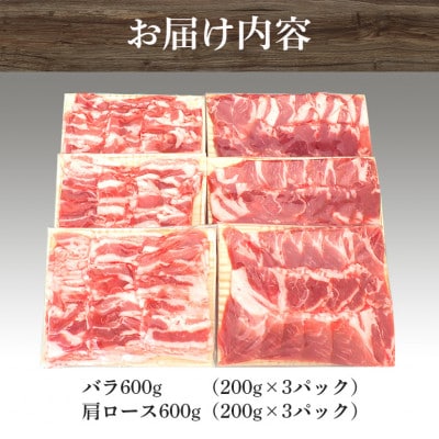 茨城県産浅倉ポーク焼肉2種セット計1.2kg(バラ・肩ロース)