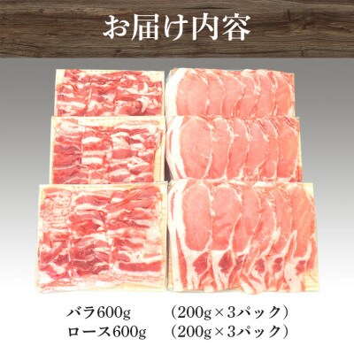 茨城県産浅倉ポーク焼肉2種セット計1.2kg(バラ・ロース)