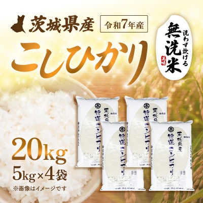 【令和7年産】茨城県産 こしひかり 無洗米 20kg (5kg×4袋)