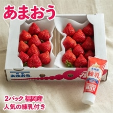 福岡産あまおう苺2パック&練乳(コンデンスミルク)1個(遠賀町)