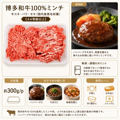 この味プレミアム!【A4～A5】博多和牛100%ミンチ 約600g(300×2p)(遠賀町)