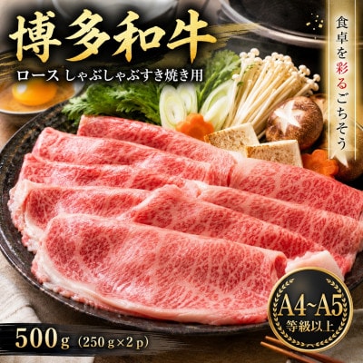 【厳選部位】【A4～A5】博多和牛ロースしゃぶしゃぶすき焼き用　500g(250g×2p)(遠賀町)
